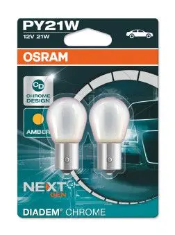 Set 2 becuri crom-galben OSRAM Diadem Chrome PY21W 12V 7507DC-02B