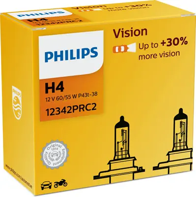 Set 2 becuri incandescente PHILIPS Vision H4 12V 12342PRC2