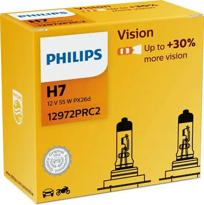 Set 2 becuri incandescente PHILIPS Vision H7 12V 12972PRC2
