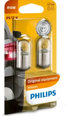 Set 2 becuri incandescente PHILIPS Vision R10W 12V 12814B2