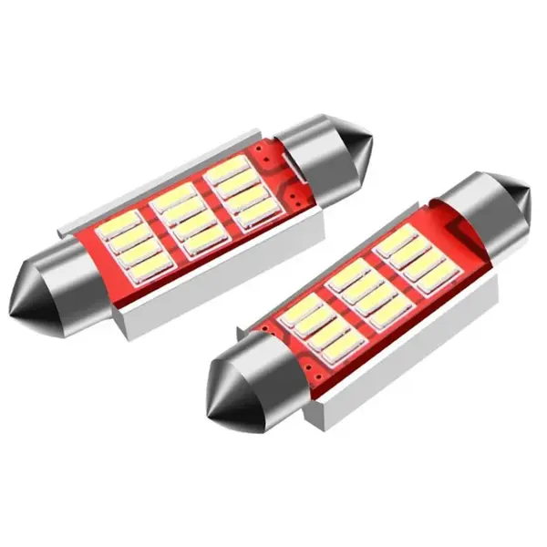 Set 2 Becuri LED Auto c5w Sofit 39mm 12 led Canbus pentru Plafoniera, Portbagaj, Lampi numar Lumina Alba, fara eroare in bord
