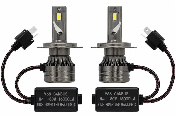 Set 2 Becuri LED H4 V68 180W 16000LM Canbus 6000K 12V Alb Rece