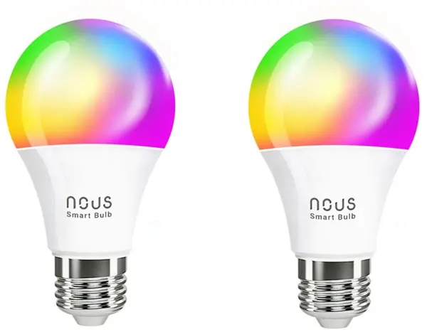 set 2 becuri led nous p3 rgb smart, e27, control din aplicatie