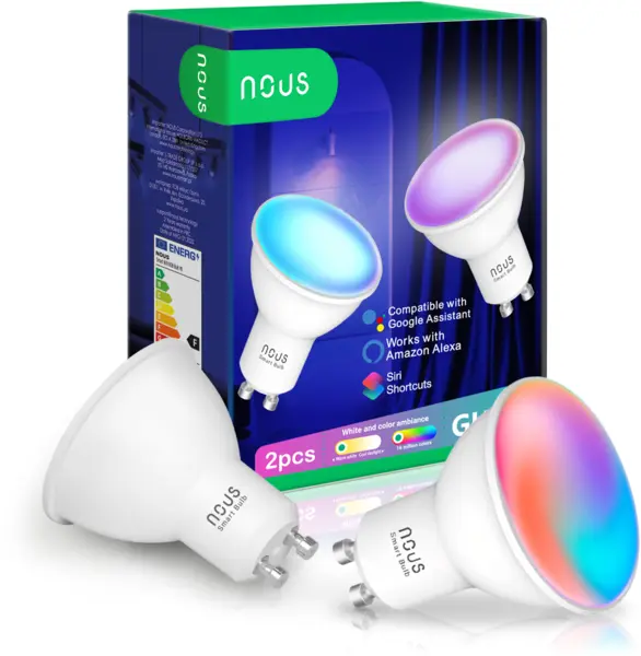 set 2 becuri led rgb smart nous p8, gu10, control din aplicatie