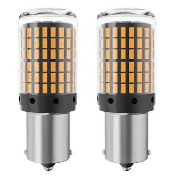 Set 2 Becuri LED semnalizare ORANGE soclu Pw 180 grade LED 1156 led 144 SMD PW21