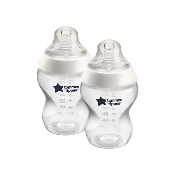 Set 2 biberoane cu tetina din silicon Closer to Nature, 260 ml, Tommee Tippee