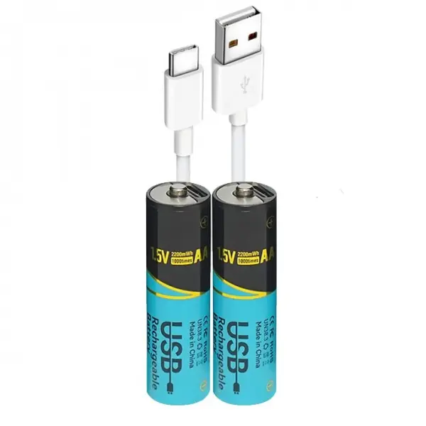 Set 2 buc acumulatori AA 1.5V 2200mWh incarcare USB type C