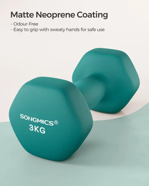 Set 2 buc. Gantere 2x3 kg Songmics Turcoaz 20x9x8.5 cm