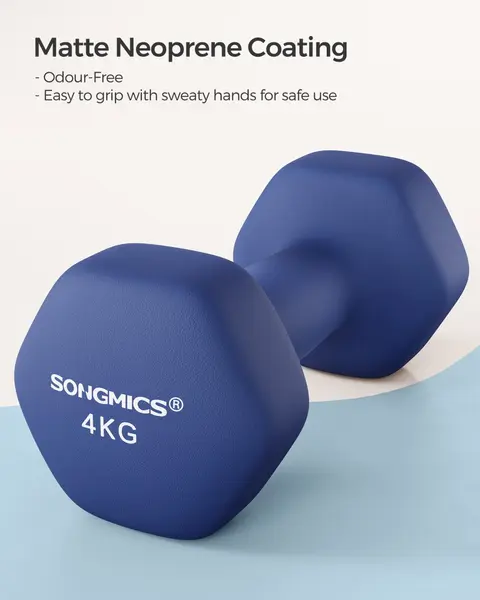 Set 2 buc. Gantere 2x4 kg Songmics Albastru 20.5x9.5x9 cm