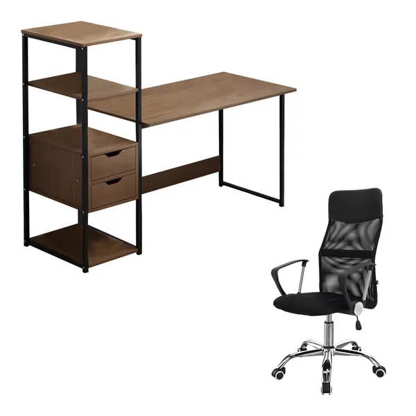 Set 2 buc mobilier studenti birou si scaun de birou Gloryn Pako World Negru 80x37x123 cm
