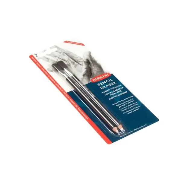 Set 2 buc radiera Derwent Professional, tip creion, pensula inclusa, pentru evidentierea liniilor in desenele grafit, blister Set 2 buc radiera Derwent Professional, tip creion, pensula inclusa, pentru evidentierea liniilor in desenele grafit, blister