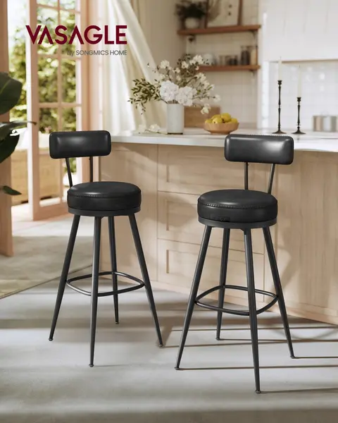 Set 2 buc. Scaune de bar Vasagle Negru 54x54x91 cm