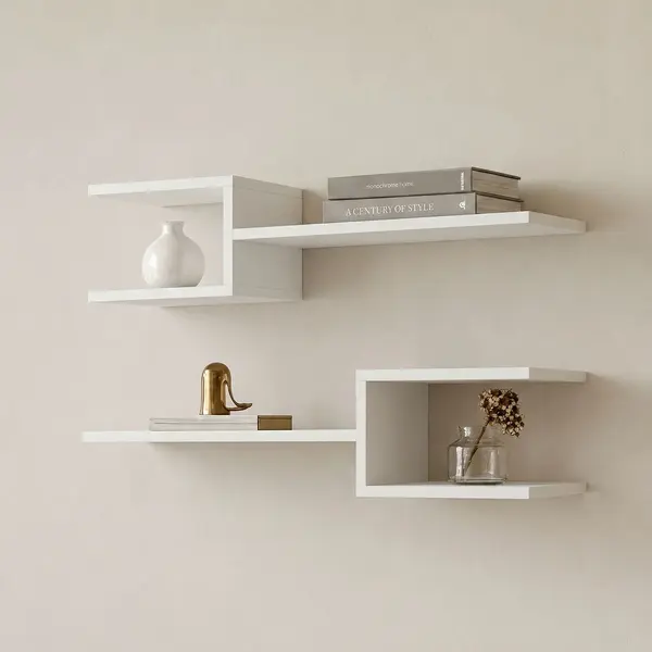 Set 2 bucati Raft de perete, Sumpa, Alb, 20x65x18 cm