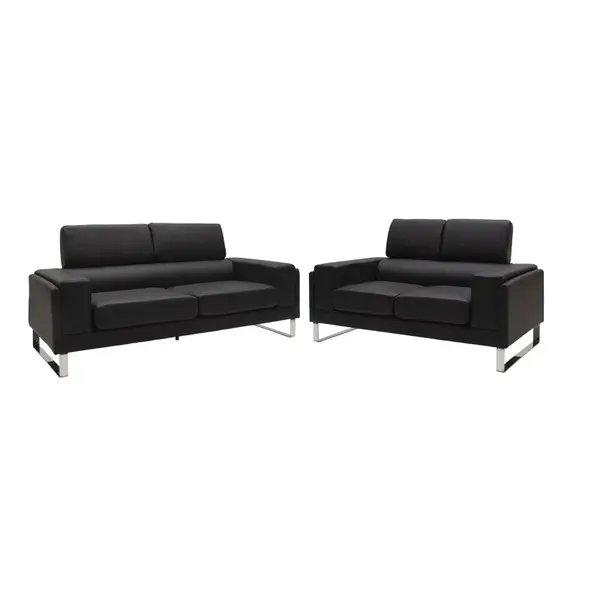 Set 2 canapele cu 2 locuri Shea, Negru, 198x80x87 cm