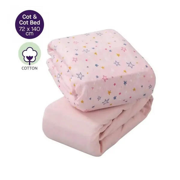 Set 2 cearceafuri Clevamama roz cu elastic 140 x 70 cm