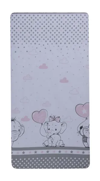 Set 2 cearceafuri din bumbac pentru saltea Beberoyal 120x60 cm Love Elephants Roz
