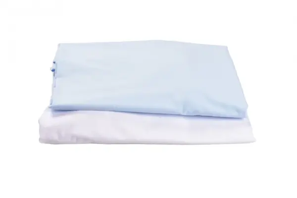 Set 2 cearsafuri patut 120x60 cm din bumbac alb blue + protectie impermeabila