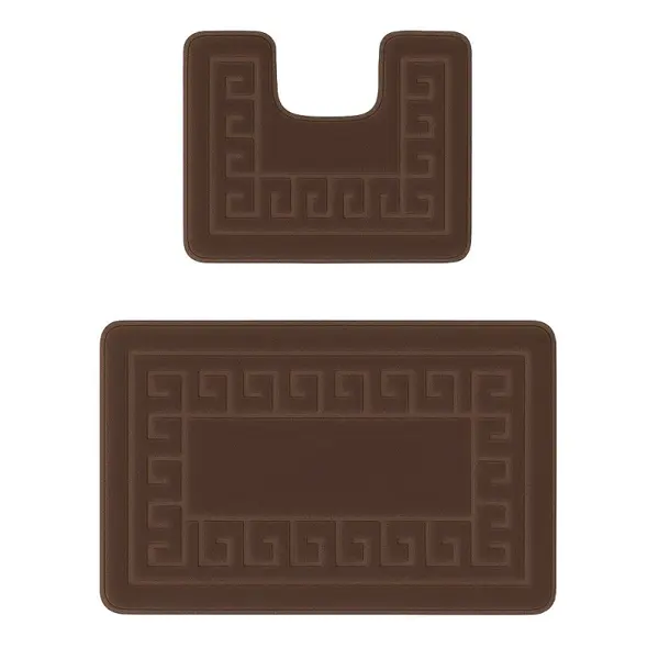 Set 2 Covorase pentru Baie, Maro, 60 x 100 cm, 50 x 60 cm, Antiderapante, Ethnic 2599