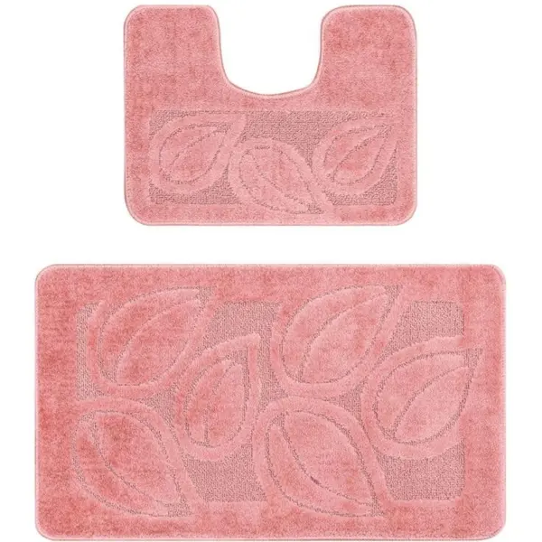 Set 2 Covorase pentru Baie, Roz Prafuit, 60 x 100 cm, 50 x 60 cm, Flora 2580