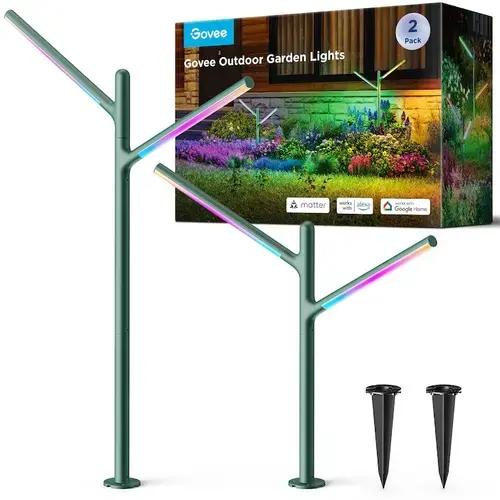 Set 2 felinare gradina RGBICWW Govee H7086341, 1100 lm, IP66, Wi-Fi 2.4GHz, Bluetooth, aplicatie Govee Home