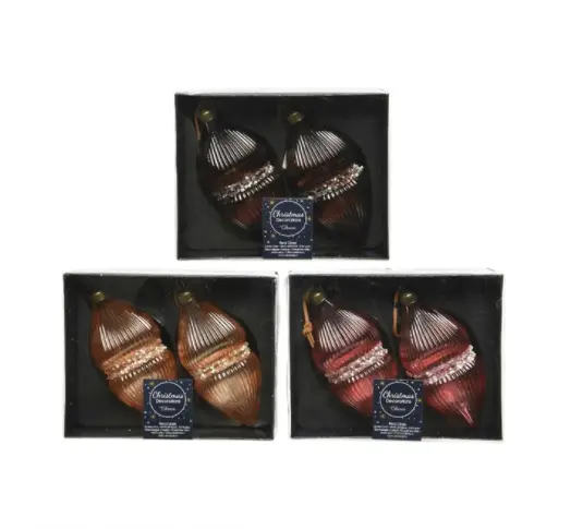Set 2 globuri - Olive Glass Glitter - mai multe culori | Kaemingk