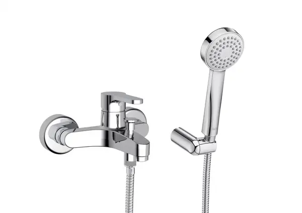 Set 2 in 1 baterie cada Roca Arola A5A0A6AC0K, aparenta, para de dus, furtun de dus, suport para de dus, Crom
