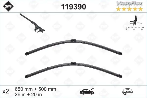 Set 2 lamele stergator SWF 119390
