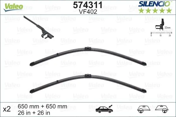 Set 2 lamele stergator VALEO 574311