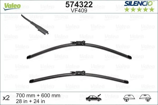 Set 2 lamele stergator VALEO 574322