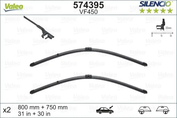 Set 2 lamele stergator VALEO 574395