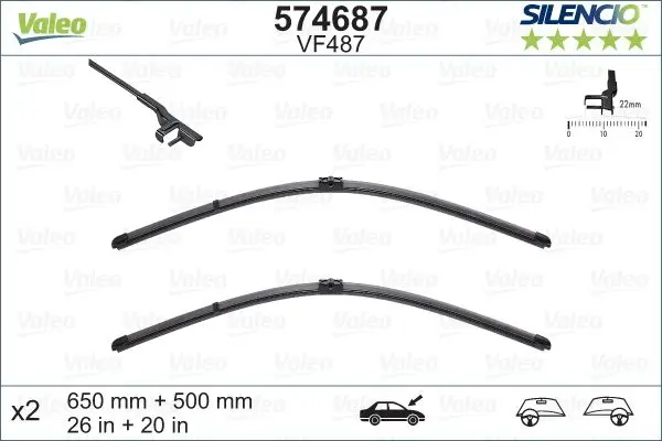 Set 2 lamele stergator VALEO 574687
