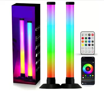 Set 2 lampi LED smart RGB cu lumina ambientala sincronizare muzicala WiFi Mutiple Moduri Aplicatie Pentru Filme Gaming Negru