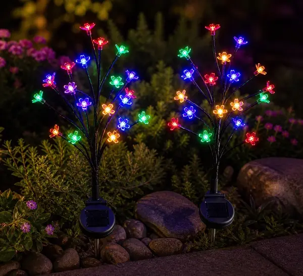 Set 2 Lampi Solare Decorative Tip Bonsai Decorativ cu LED , 60cm, Lumina Eleganta, Design Elegant si Functionare Automata