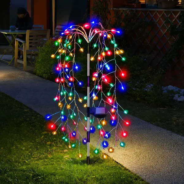 Set 2 Lampi Solare Decorative tip Salcie 120 LED-uri Lumina Calda Rece Multicolor pentru Curte Gradina