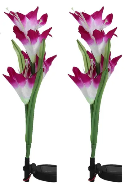 Set 2 lampi solare pentru gradina model FLOARE colorata