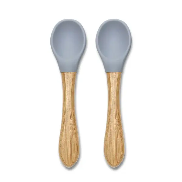 Set 2 linguri de silicon cu bambus Lorelli Natural Gri