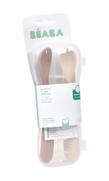 Set 2 lingurite din silicon Beaba Clay +4 luni