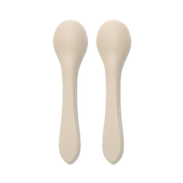 Set 2 lingurite din silicon natural Beige
