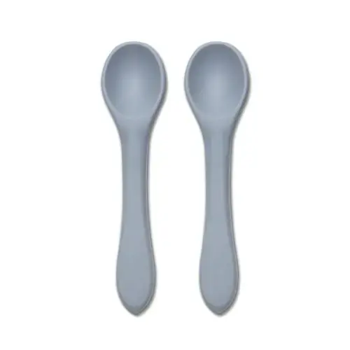 Set 2 lingurite din silicon natural Lorelli, 6 luni+, Gri