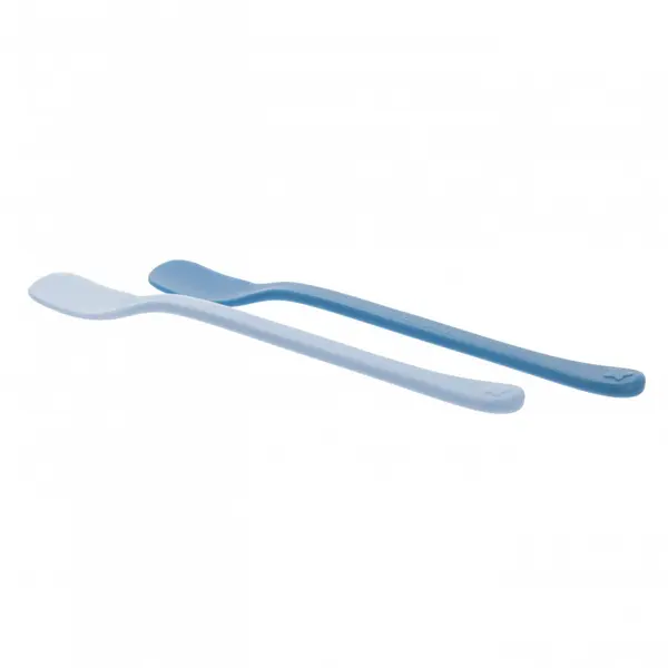 Set 2 lingurite pentru bebelusi Akuku First Blue,forma speciala,materiale sigure fara BPA,maner confortabil