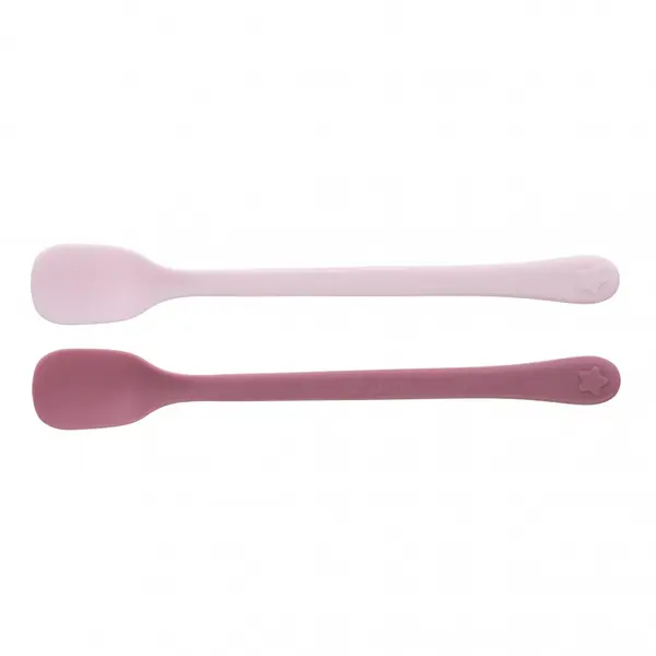 Set 2 lingurite pentru bebelusi Akuku First Pink,forma speciala,materiale sigure fara BPA,maner confortabil