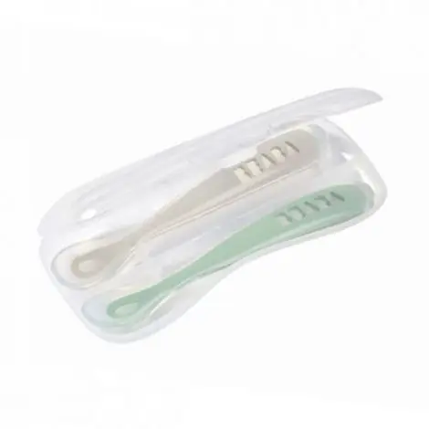 Set 2 lingurite silicon +4 luni Beaba Sage Green
