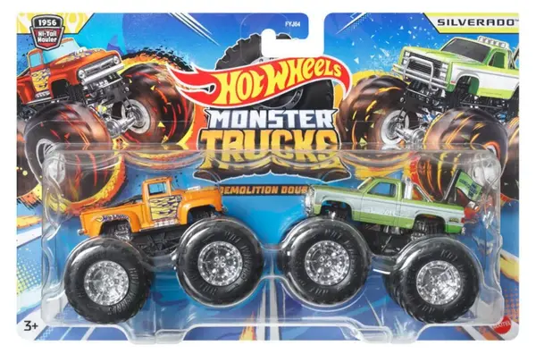Set 2 masini Monster Truck, Hot Wheels, 1956 Hi-Tail Hauler si Silverado, HWN61