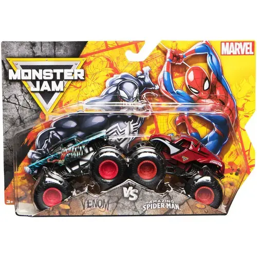 Set 2 masinute Monster Jam Marvel - Venom vs The Amazing Spider-Man , 1:64
