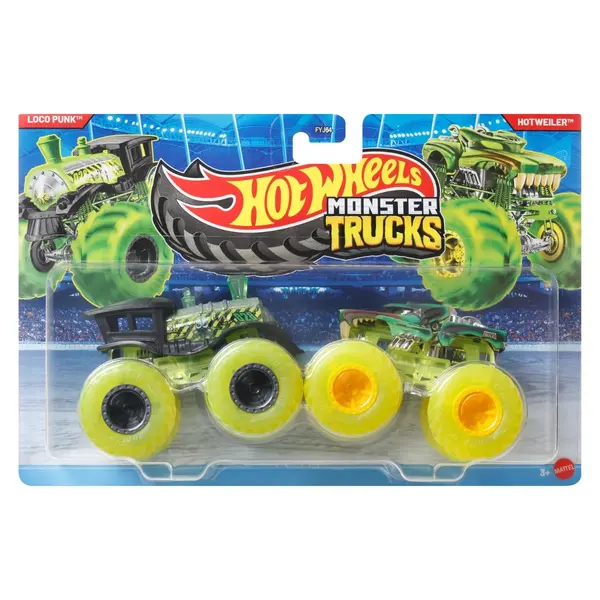 Set 2 masinute Monster Truck, Hot Wheels, Loco Punk si Hotweiler, JLV79