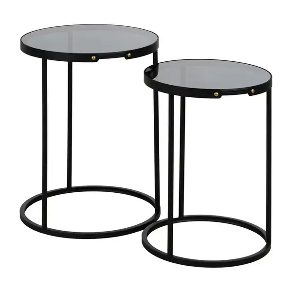 Set 2 masute de cafea ALCOVER Ø40/46 x 54/60 CM - Negru