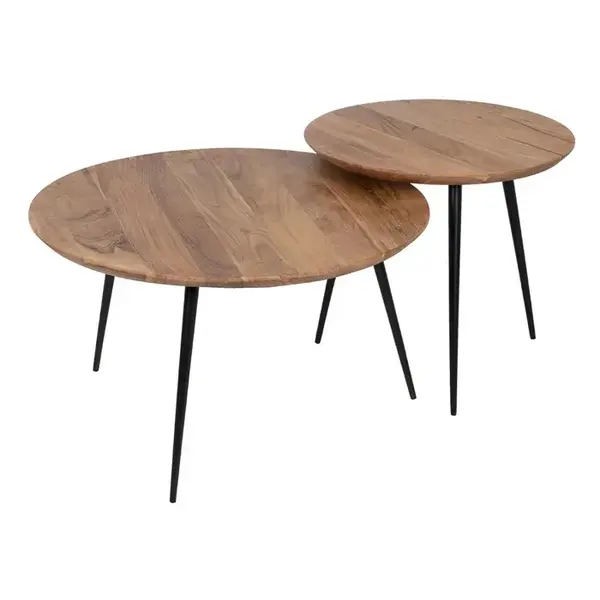 Set 2 masute de cafea ALIAN Ø50/70 x 45/40 CM - Lemn