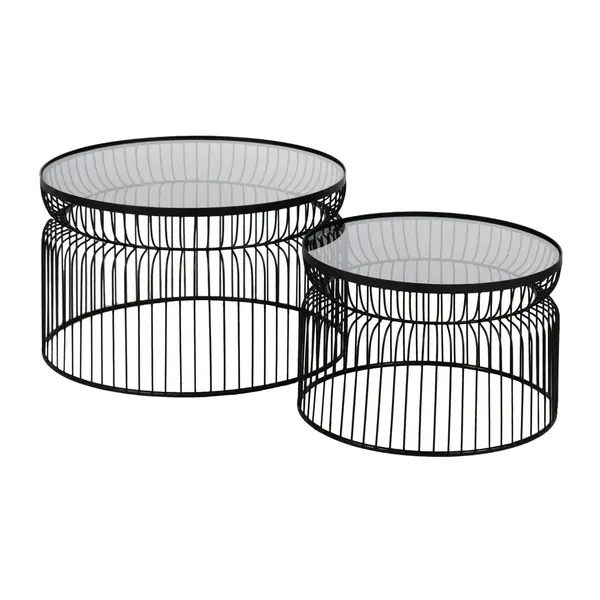 Set 2 masute de cafea ARMAH Ø53/65 x 34/40 CM - Negru
