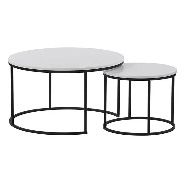 Set 2 masute de cafea AYLIN 80 CM - Alb