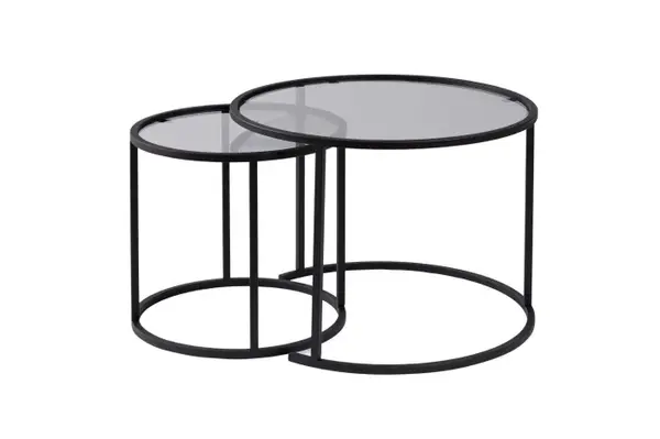 Set 2 masute de cafea BLACK-60-42, negru, 60x60x43 cm